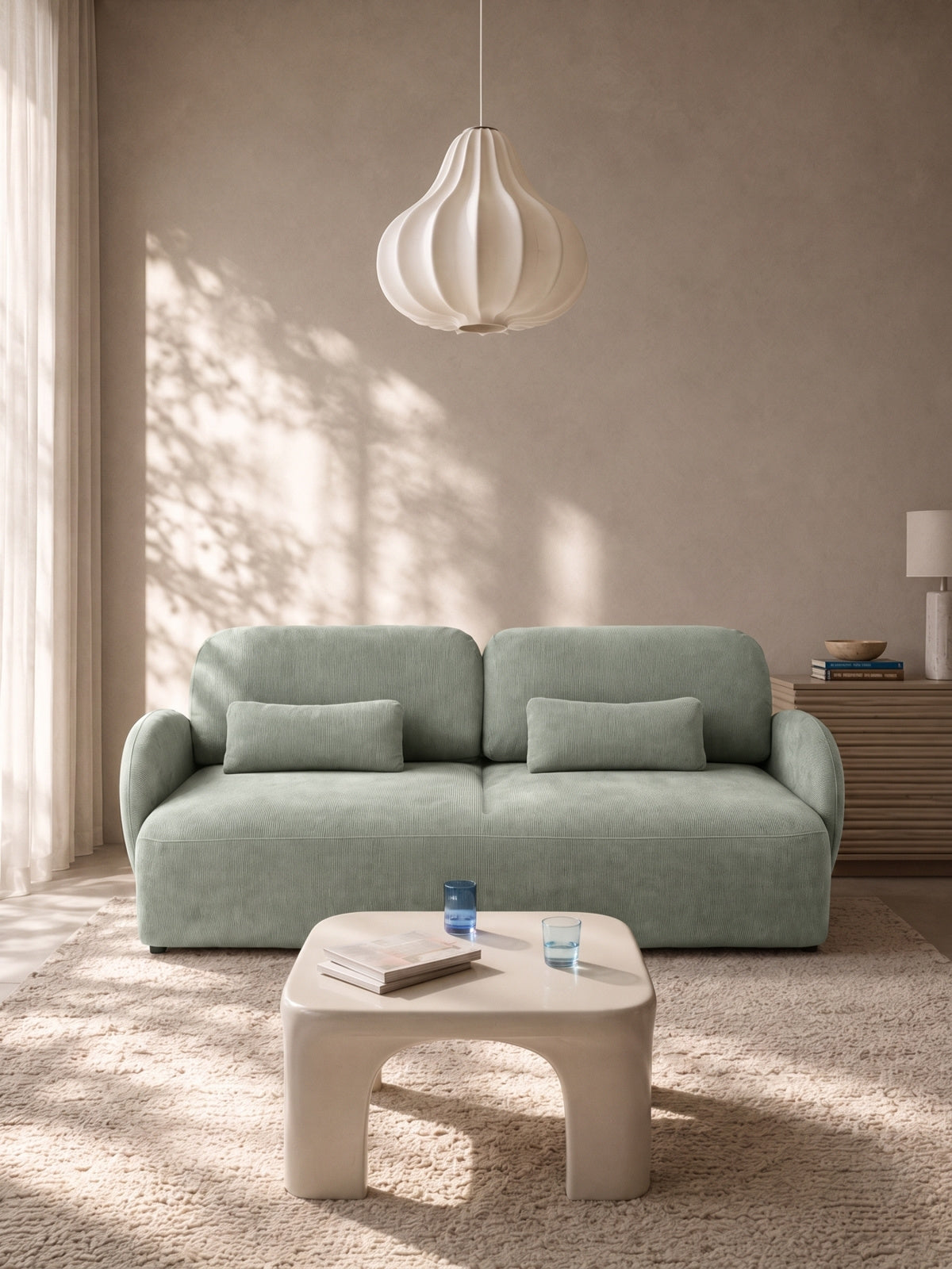 Canapea extensibilă Elora verde szenil Vibe 34, cu trei locuri, vedere frontală