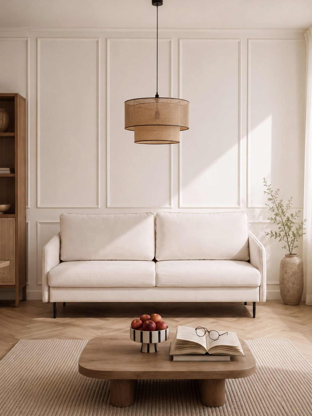 Canapea extensibilă Movani, culoare deschisă, stil scandinav