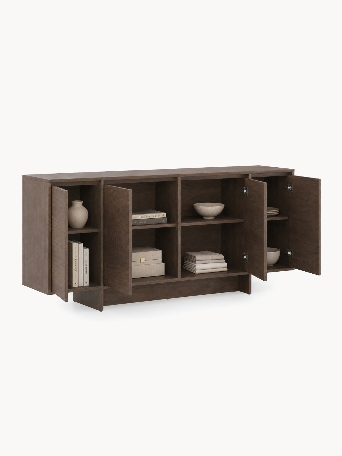 Comoda cu patru uși Zolia 180 cm na cokole - nuc elegant