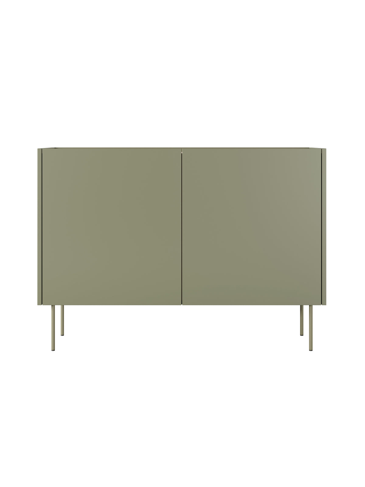 Comodă Desin 120 cm cu două uși și două sertare ascunse, culoare măslinie, picioare metalice