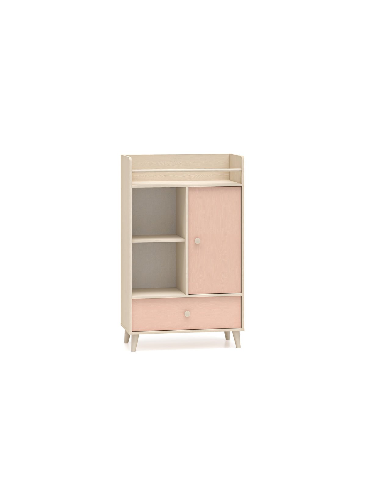 Comodă pentru copii Marla 80 cm cu sertar, corp nisip deșert, față millenial pink