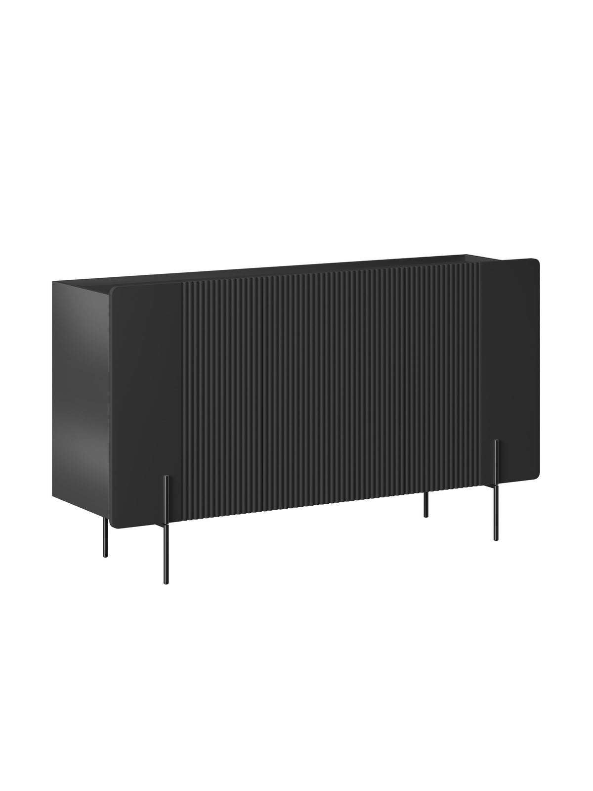 Comoda Malmi 150 cm cu trei uși - negru mat / negru nozki