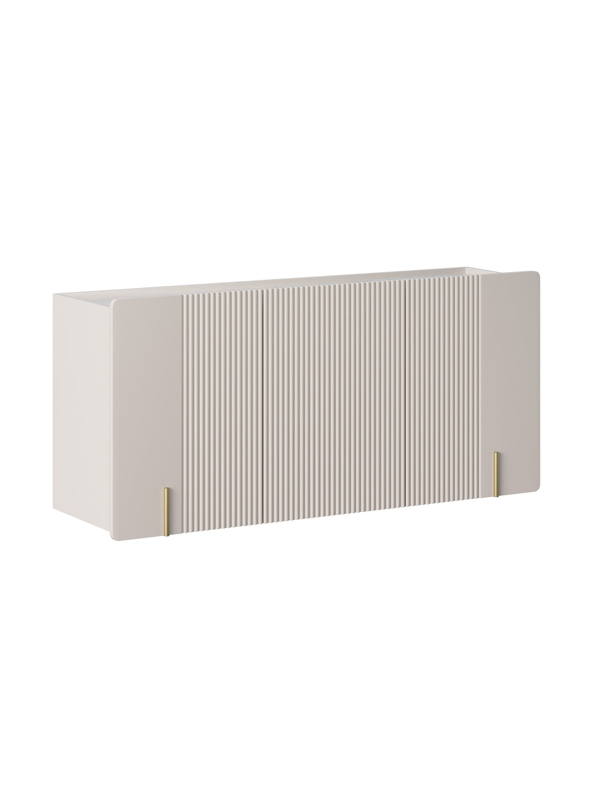 Comodă suspendată Malmi 150 cm cu trei uși, culoare cașmir, front nervurat și blat crema