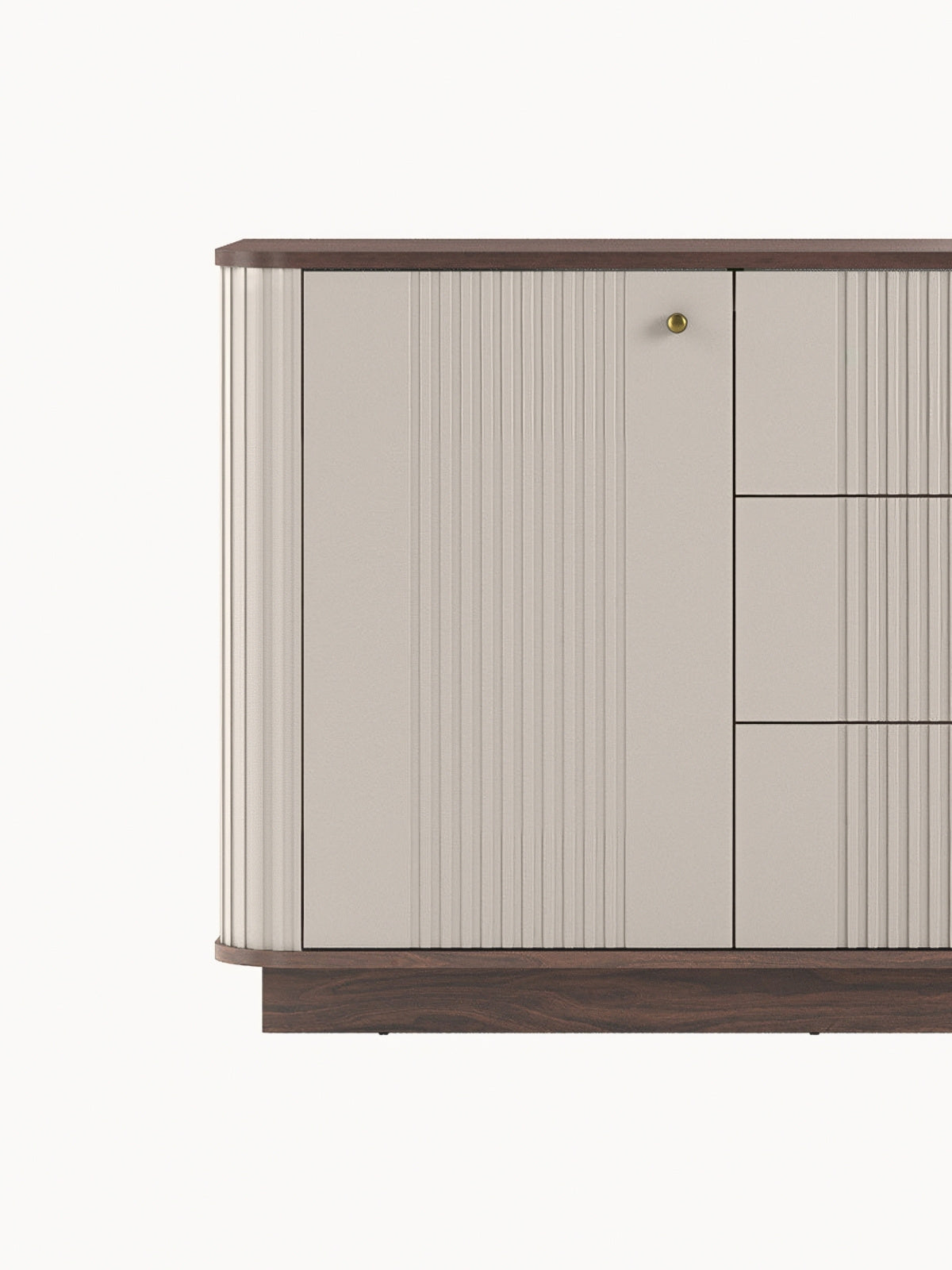 Comoda Vesper 160 cm cu sertare na cokole - cașmir / nuc / zlote Mânere