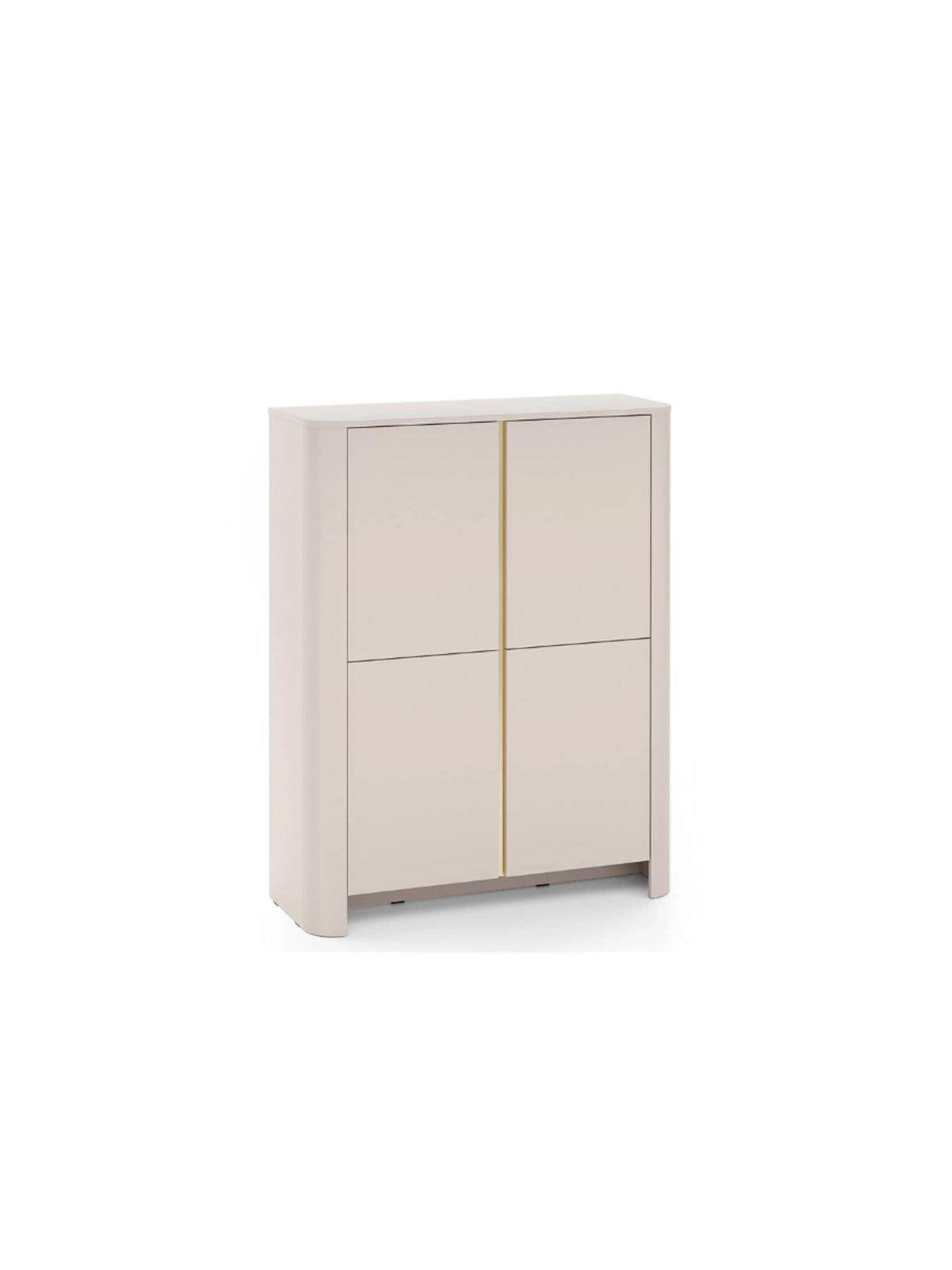 Comodă înaltă Sorrenti 103 cm casmir cu profil metalic auriu și margini rotunjite