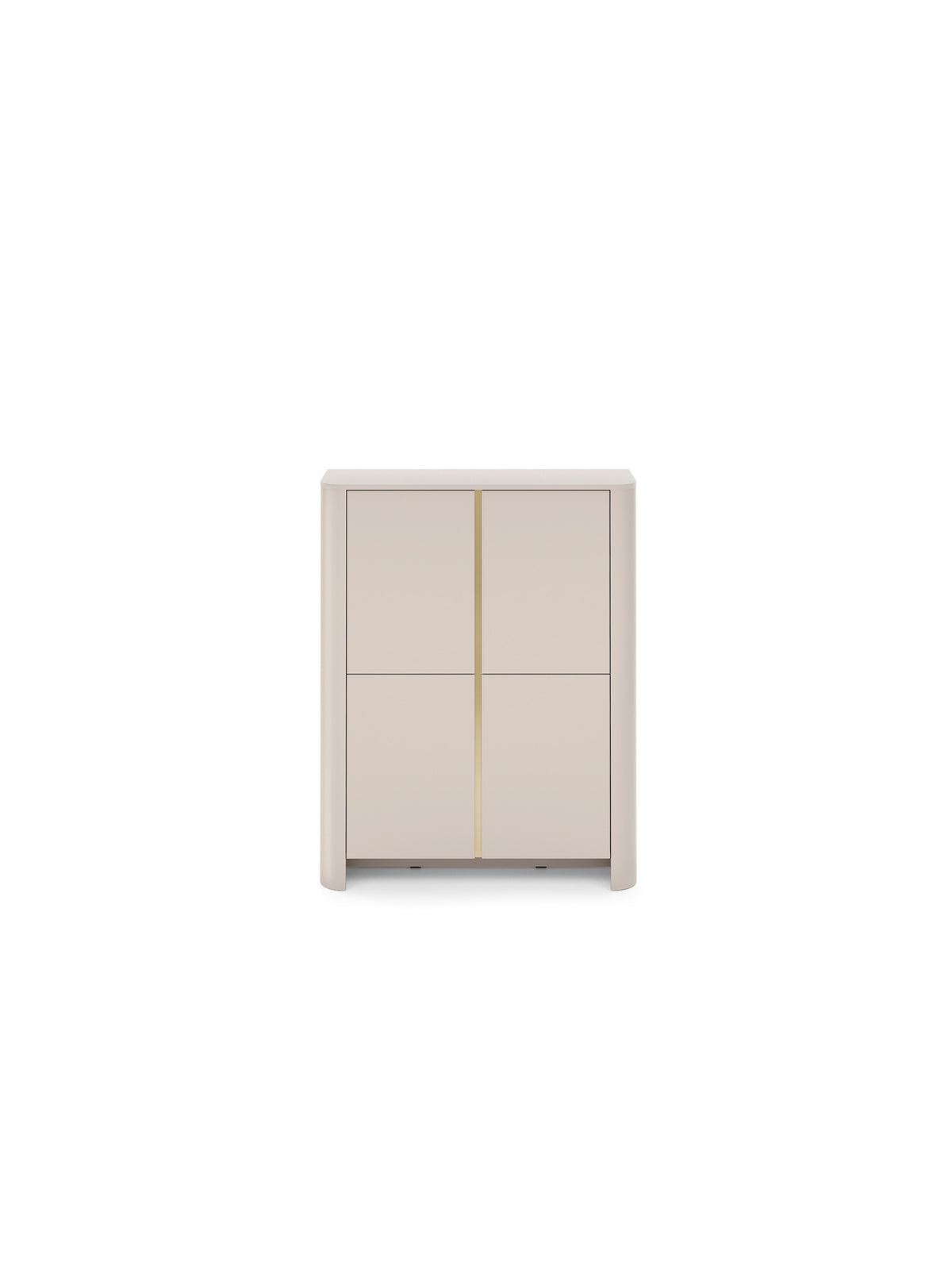 Comodă înaltă Sorrenti 103 cm, culoare casmir, profil metalic decorativ auriu