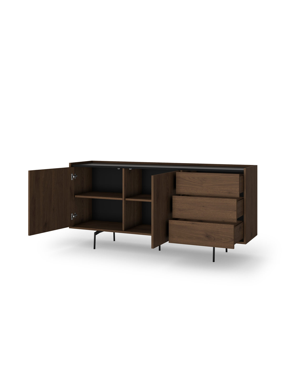 Komoda Zenar 170 cm z szufladami - orzech elegant / czarny