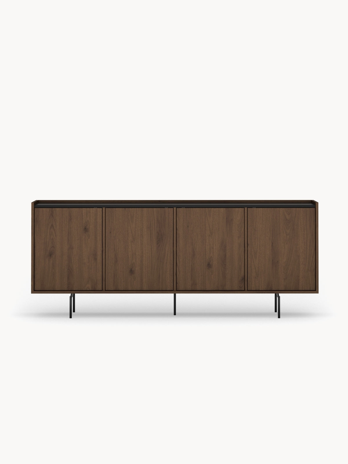 Comoda Zenar 200 cm cu patru uși - nuc elegant / negru