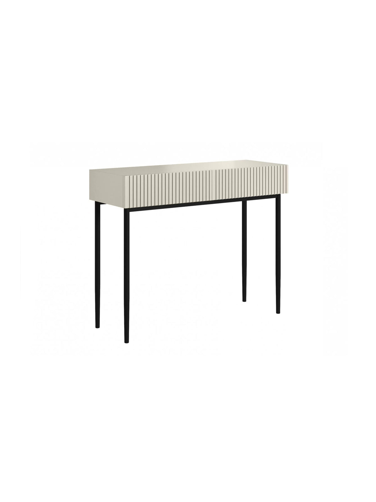 Consolă Nicole 100 cm casmir cu fațade rigate și picioare metalice negre