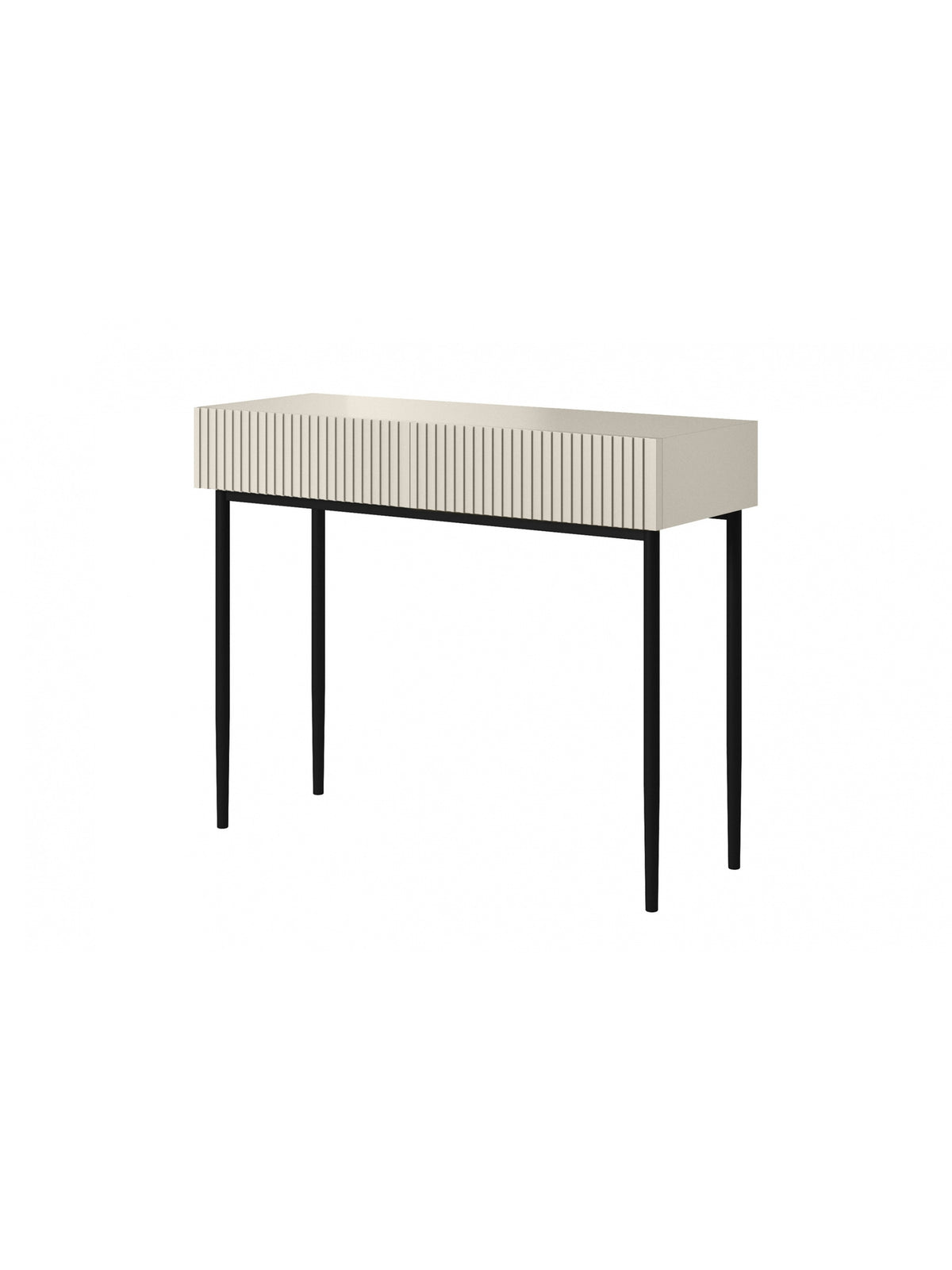 Toaletă Nicole 100 cm cashmere cu fronturi striate și picioare negre, vedere laterală