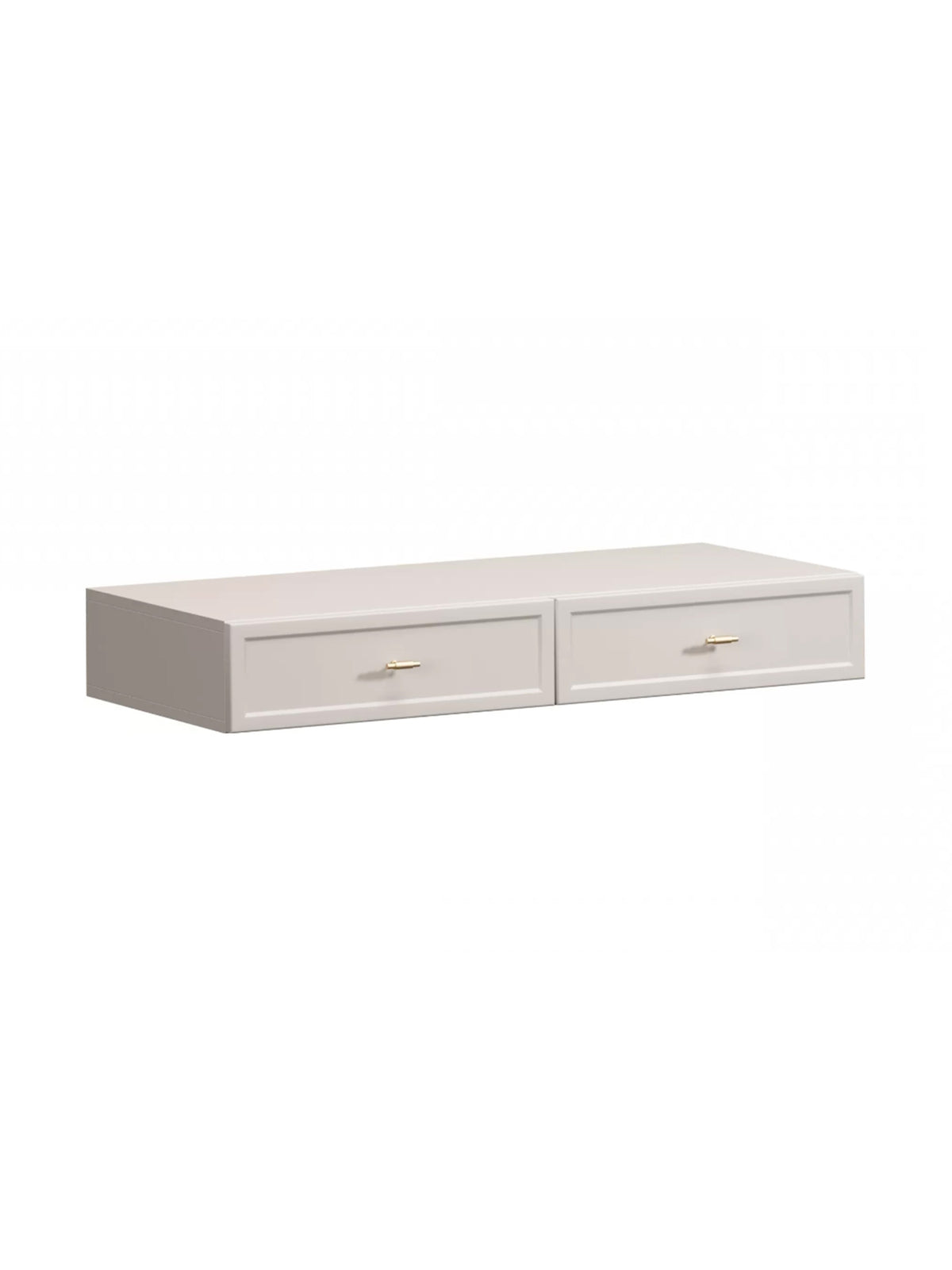 Consolă suspendată Lorini 100 cm casmir cu 2 sertare și mânere aurii T-bar