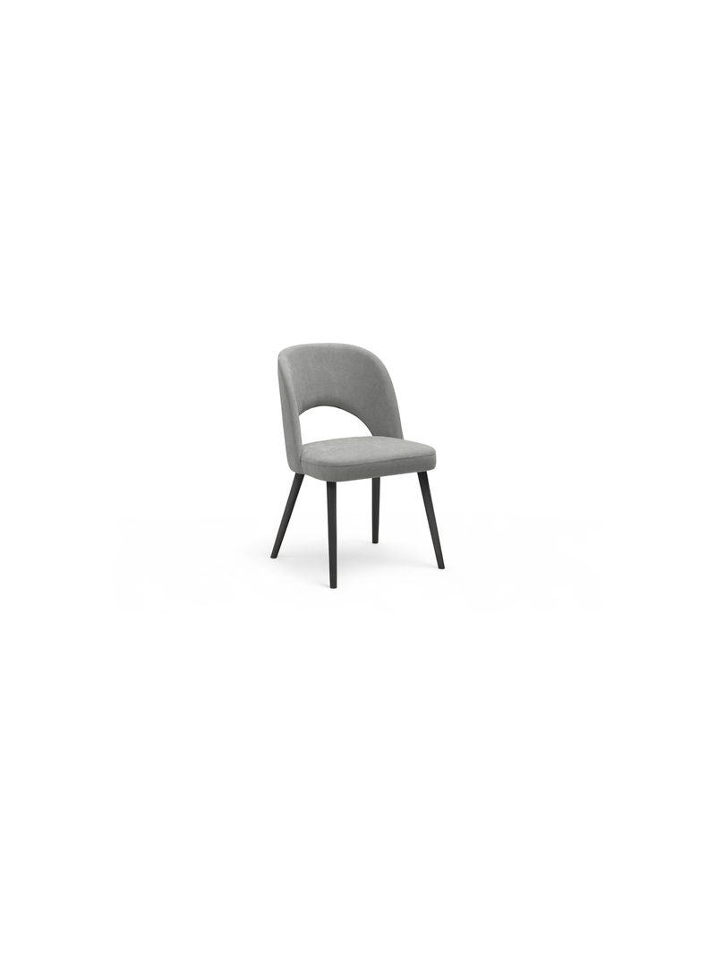 Scaun din lemn Luvaro cu șezut tapițat gri deschis, design modern