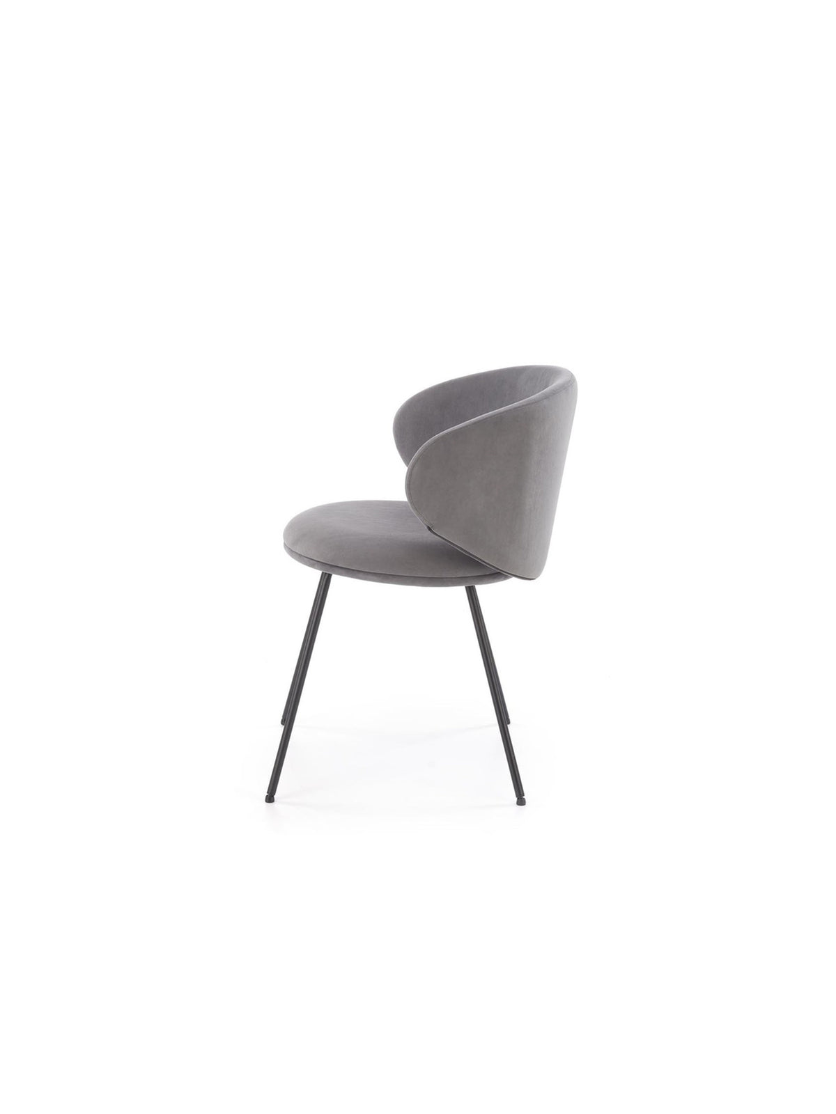 Scaun tapițat Caleno gri deschis, picioare negre din metal, stil modern