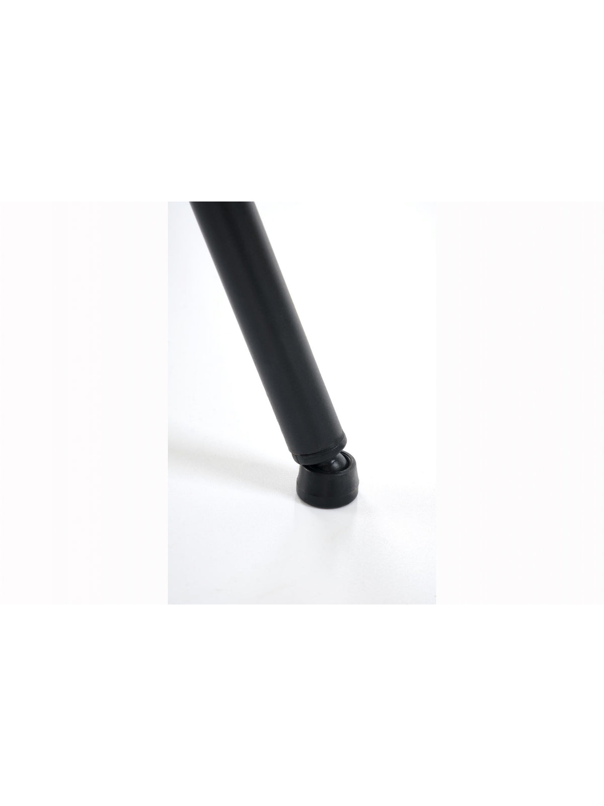 Scaun tapițat Caleno gri cu picioare negre din metal, detaliu picior