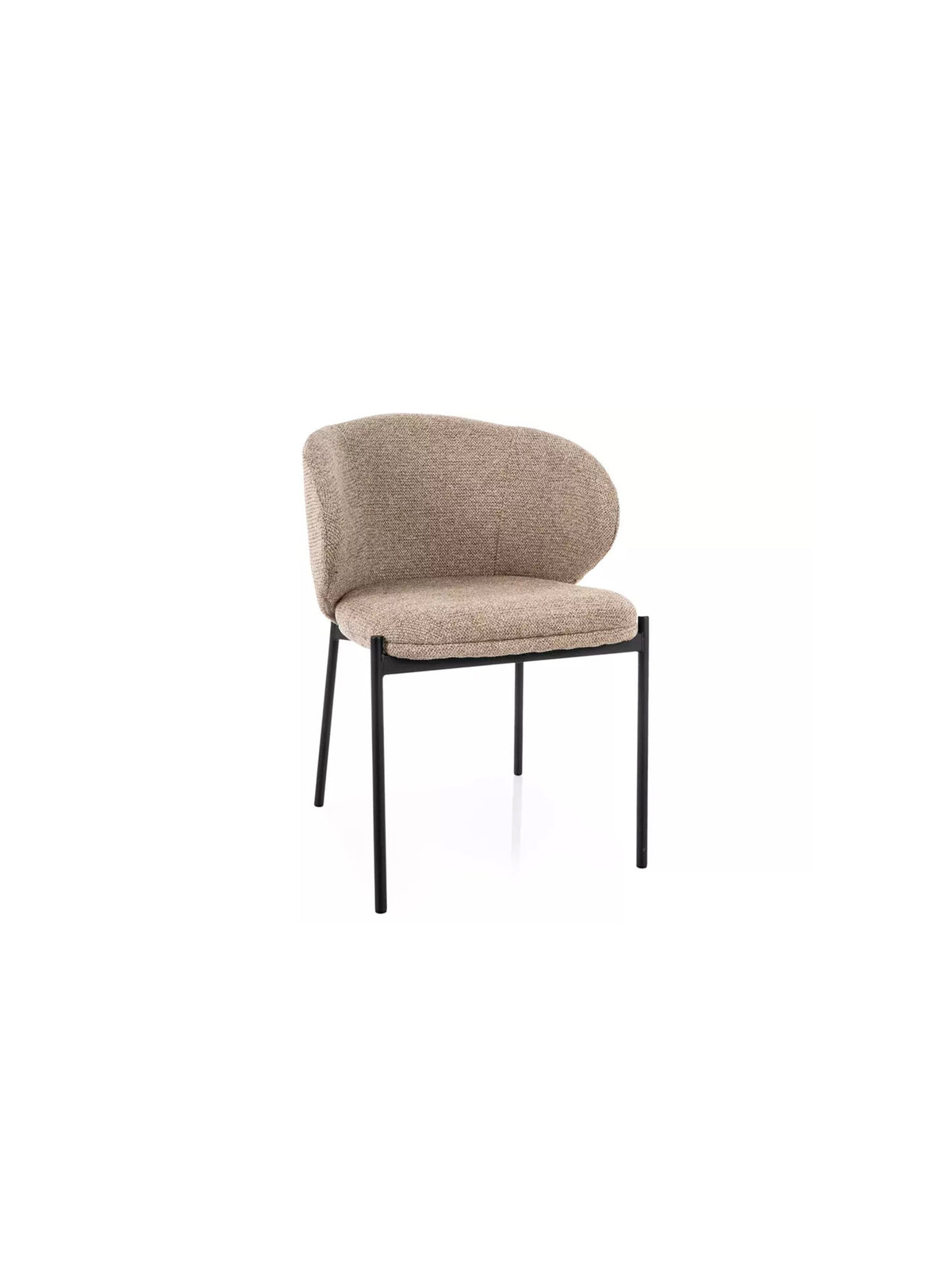 Scaun tapițat Morivo bej cu picioare metalice negre, vedere frontală
