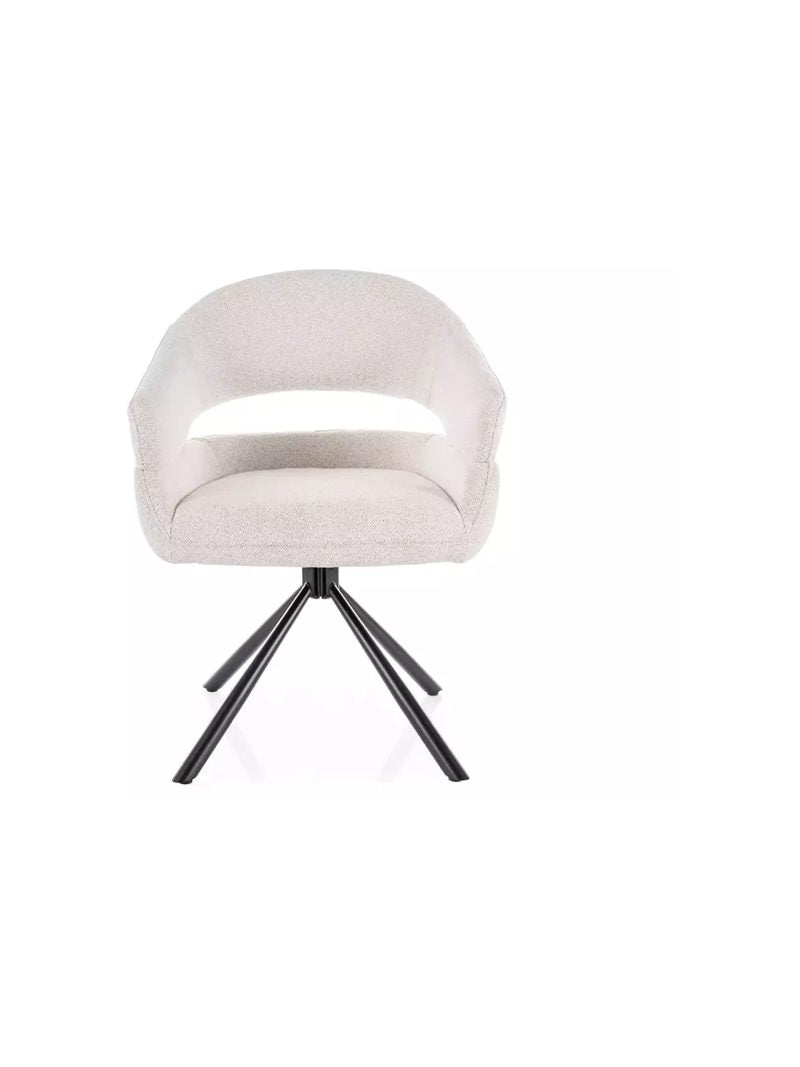 Scaun tapițat rotativ Movelix bej boucle Raven 22 picioare metalice negre