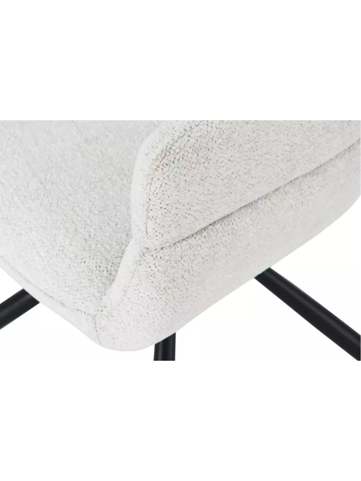 Scaun tapitat rotativ Movelix bej boucle Raven 22, picioare metal negre, detaliu șezut
