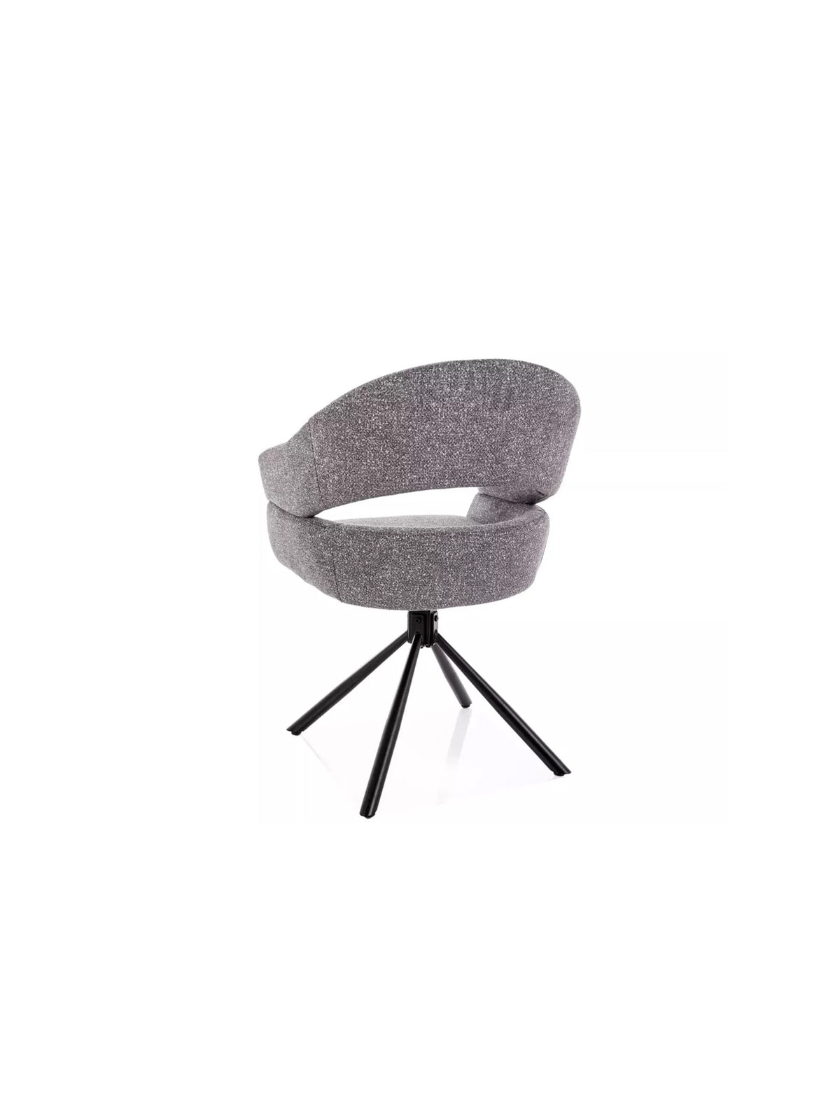 Scaun tapițat Movelix rotativ gri cu picioare metalice negre
