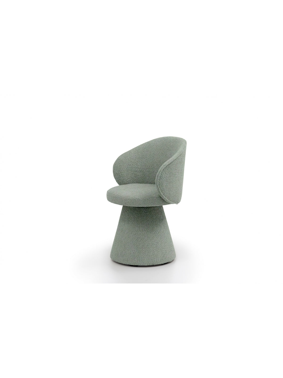 Scaun tapițat Orevi Spin pivotant tip scoică verde deschis boucle