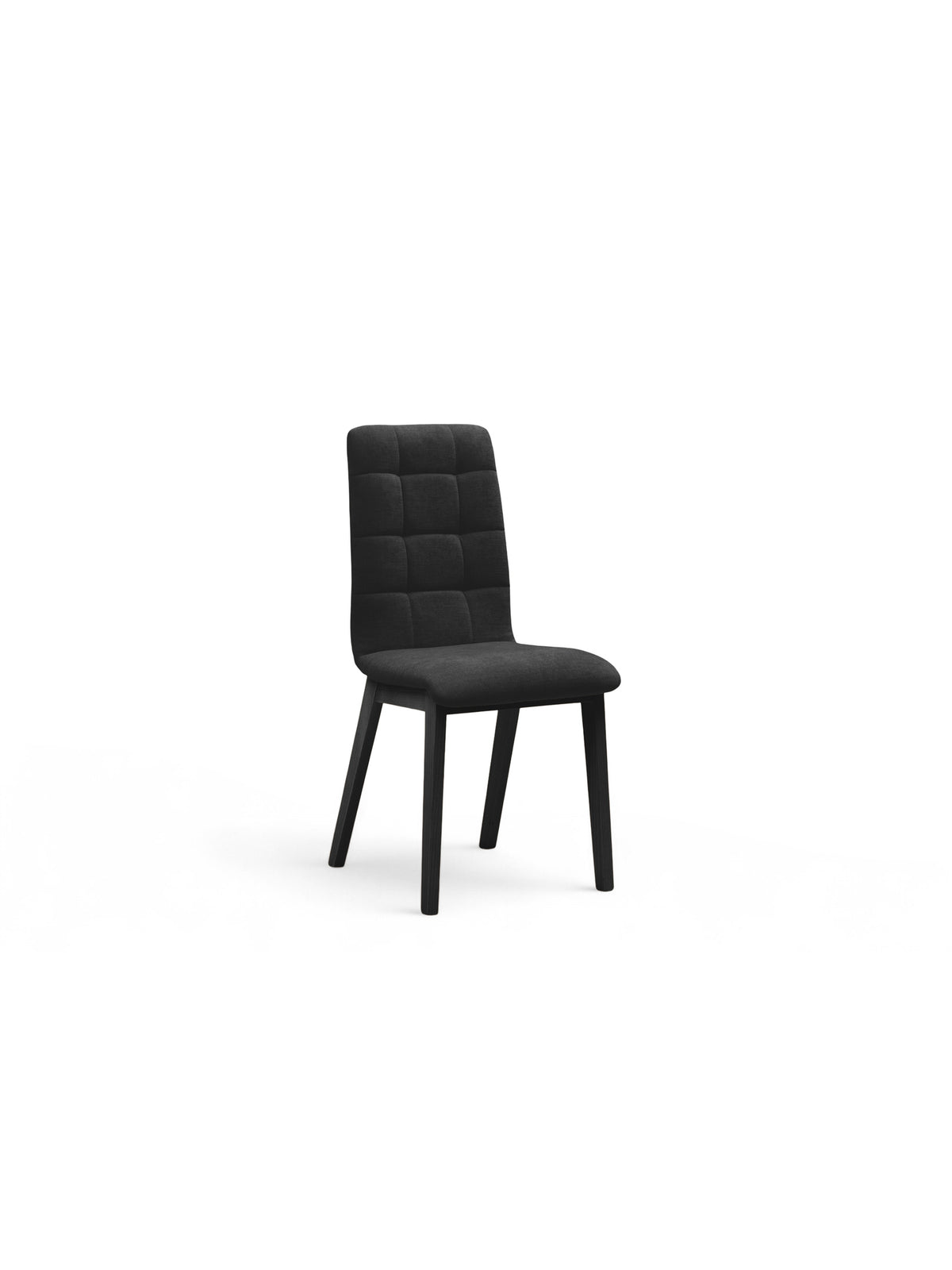 Scaun tapitat Platinum 4 negru cu picioare din lemn, vedere întreagă