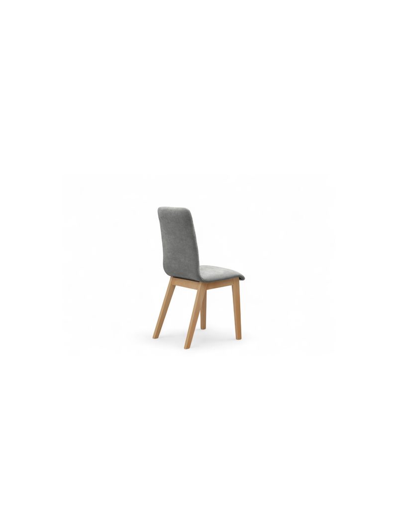 Scaun tapitat Platinum 4 material szenil gri Wind 90, picioare din lemn fag, vedere laterală