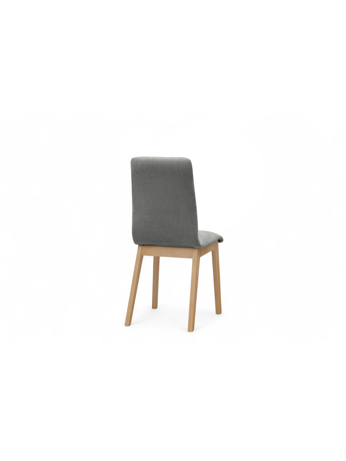 Scaun tapițat Platinum 4 cu material Wind 90 gri și picioare din fag, vedere din spate