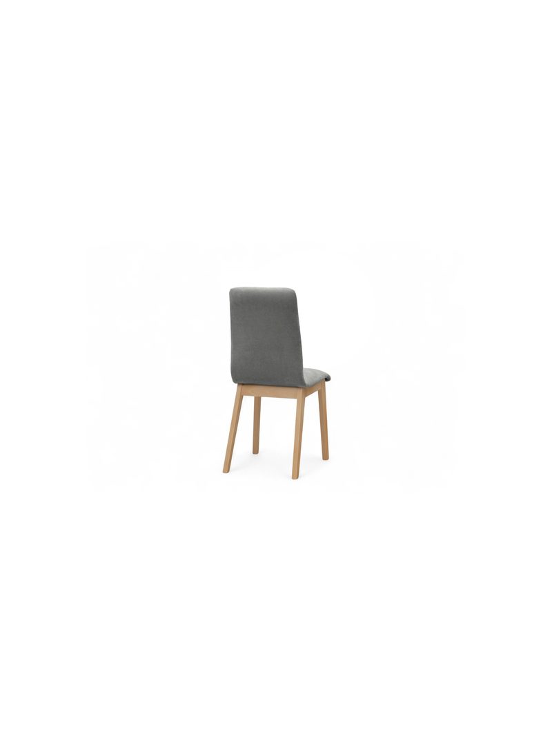 Scaun tapițat Platinum 4 cu material Wind 90 gri și picioare din fag, vedere din spate
