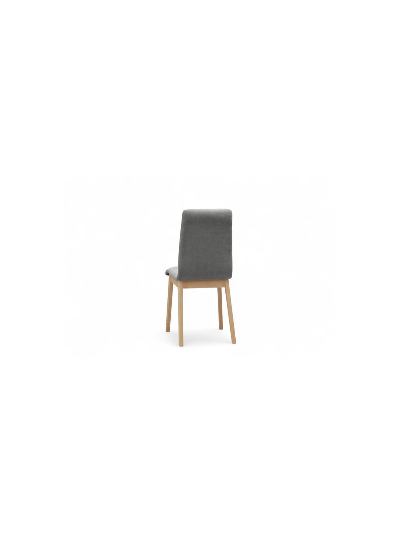 Scaun tapițat Platinum 4, material szenil Wind 90 gri, picioare lemn de fag, vedere din spate