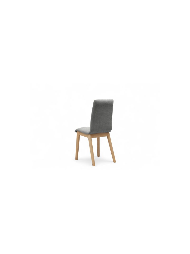 Scaun tapitat Platinum 4, stofă szenil Wind 90 gri, picioare din fag, vedere din spate