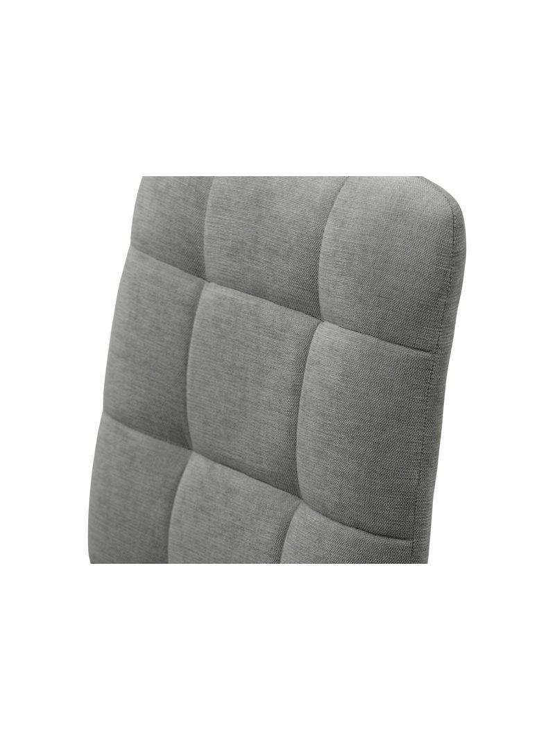 Scaun tapitat Platinum 4, material Wind 90 gri, picioare din lemn de fag, detaliu spatar