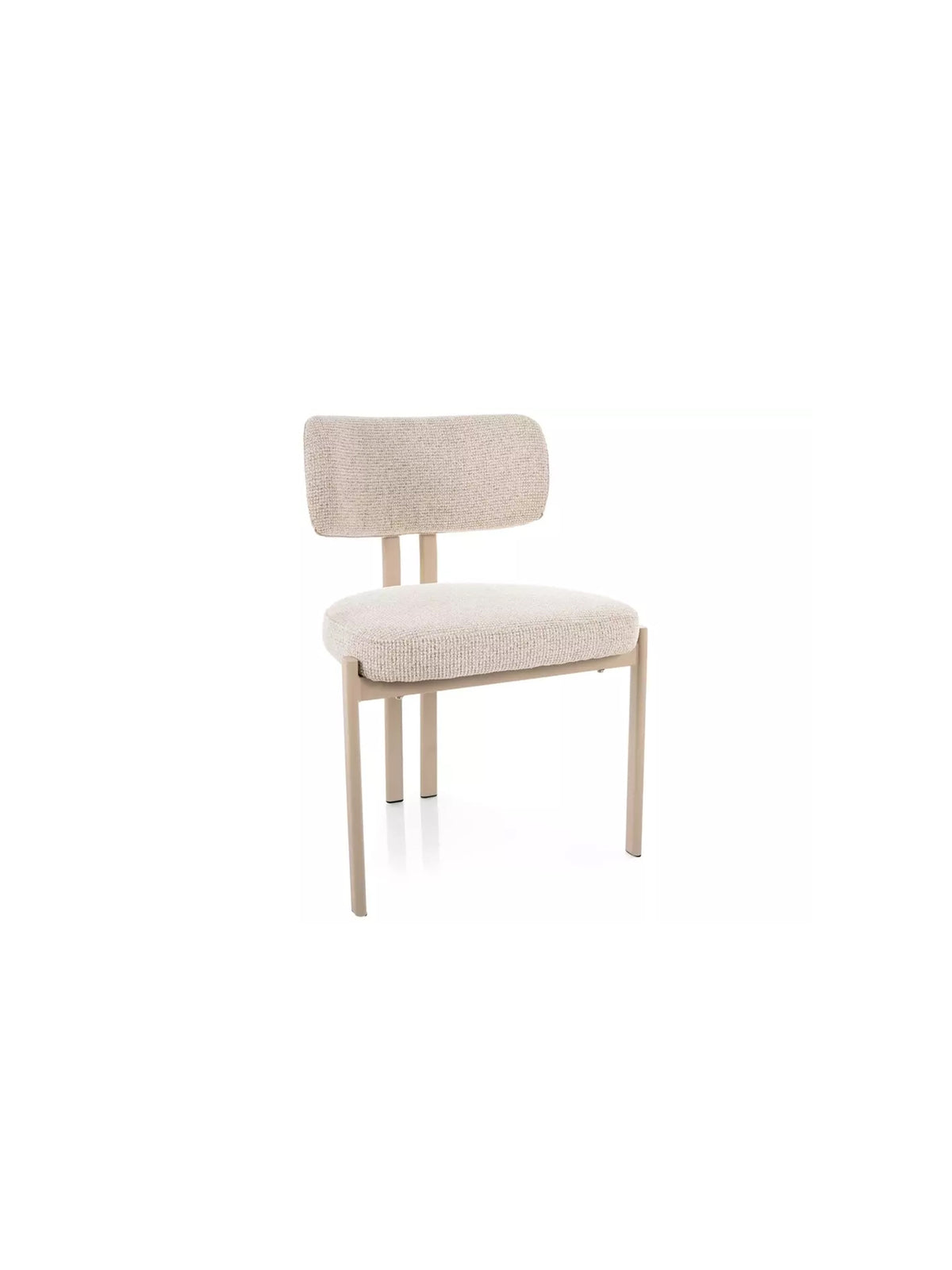 Scaun tapitat Seluvo bej deschis cu picioare metalice casmir, vedere din față