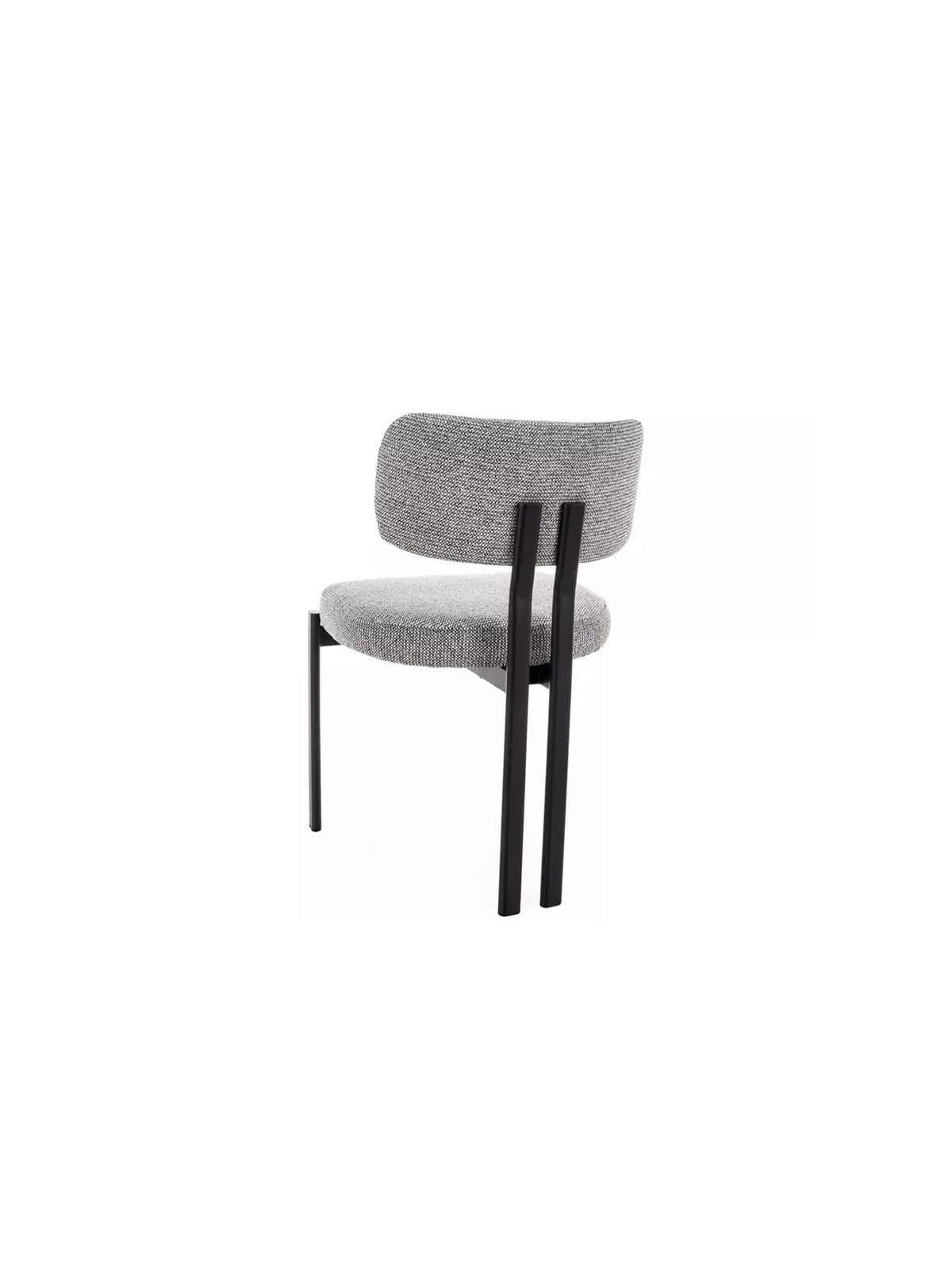 Scaun tapițat Seluvo gri pe picioare negre metalice profil lateral