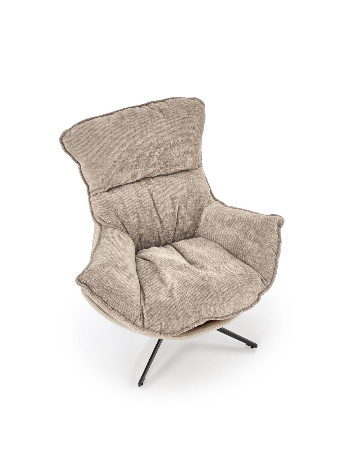 Fotoliu de relaxare Rovena bej din material Haga 30 cu spătar înalt și picioare metalice negre