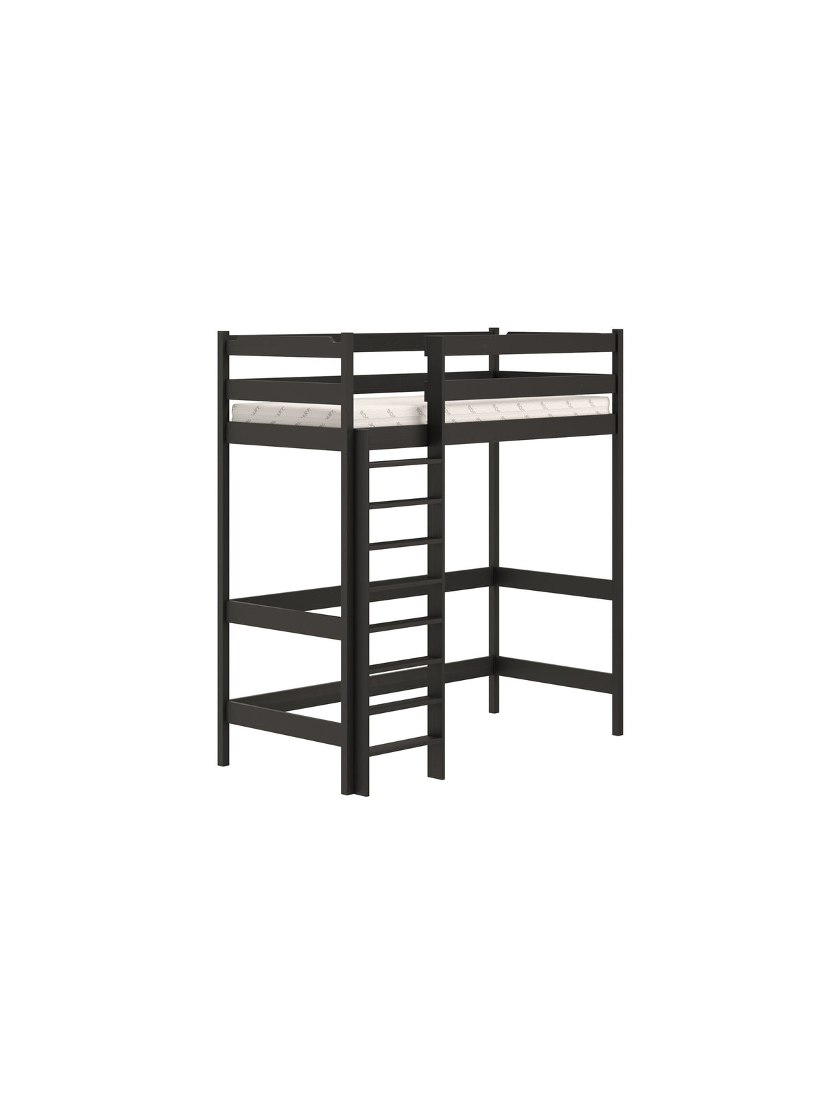 Pat copii Samio 80x180 negru, din lemn, tip etajeră, stil scandinav