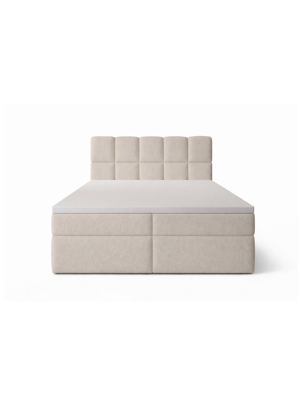 Pat continental Carello 180x200 bej boucle cu tăblie înaltă și spațiu pentru depozitare