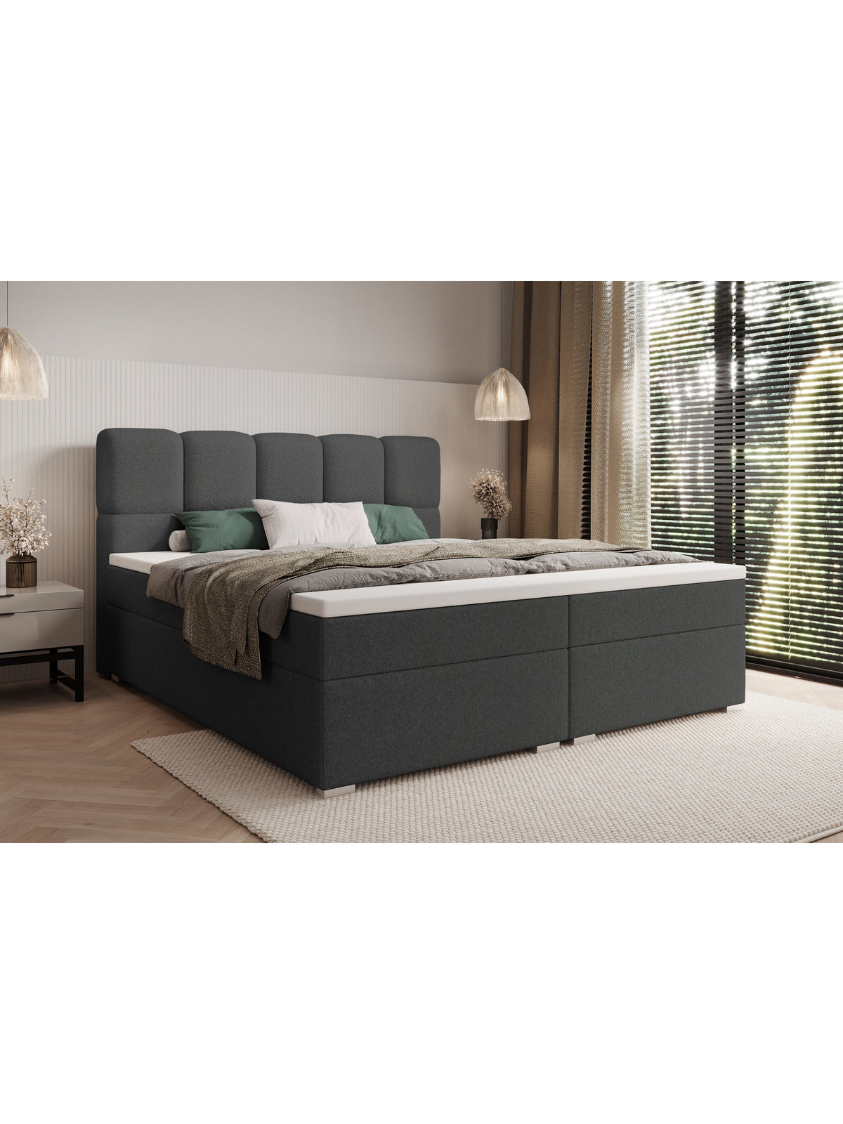 Pat continental Carello 180x200 tapiterie boucle șură Quelle 92 cu spații de depozitare