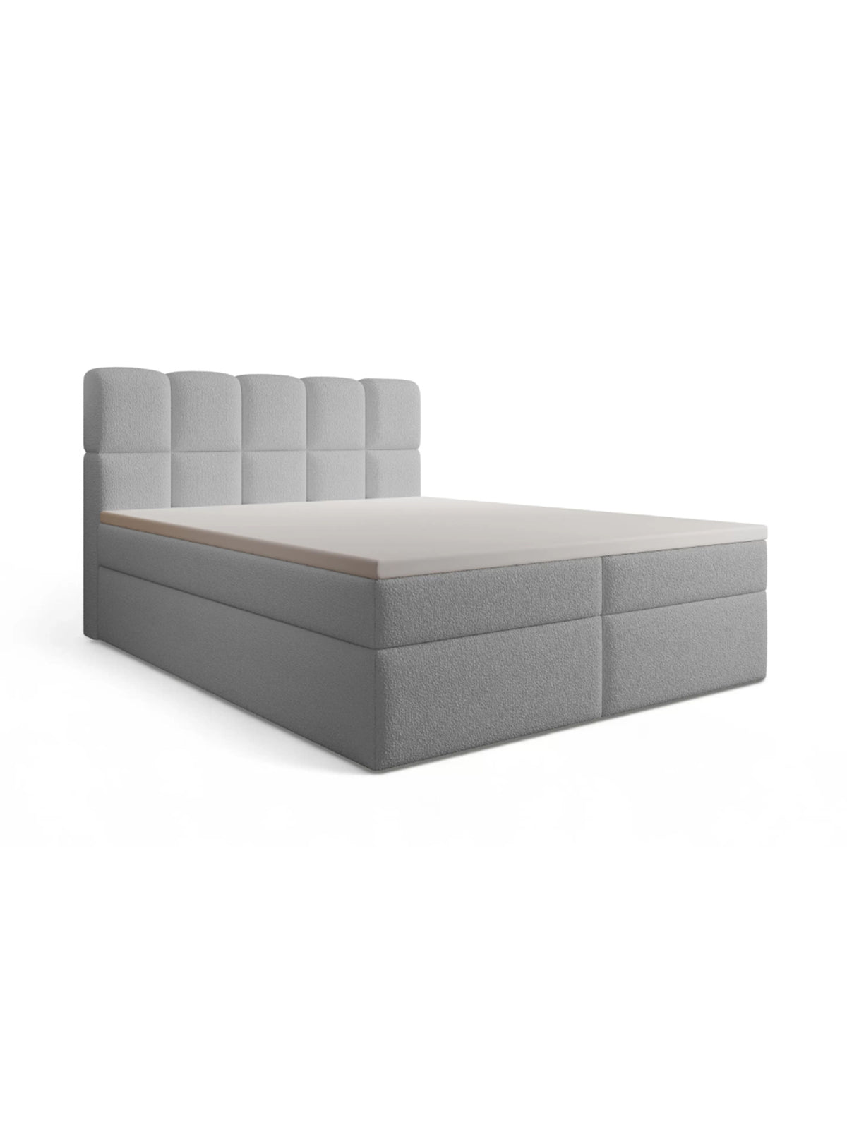 Pat continental Carello 180x200 gri boucle cu spațiu de depozitare vedere frontală