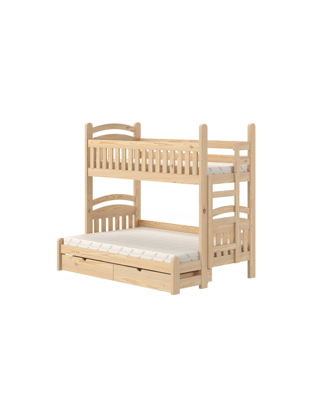 Pat dublu supraetajat Amely Maxi 80x200/120x200 drepta din lemn de pin în stil scandinav