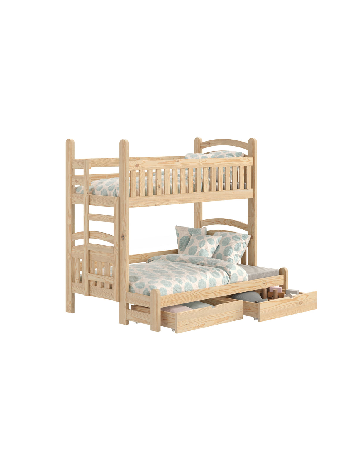 Pat cu două nivele Amely Maxi stânga 80x200/140x200 pin cu sertare de depozitare