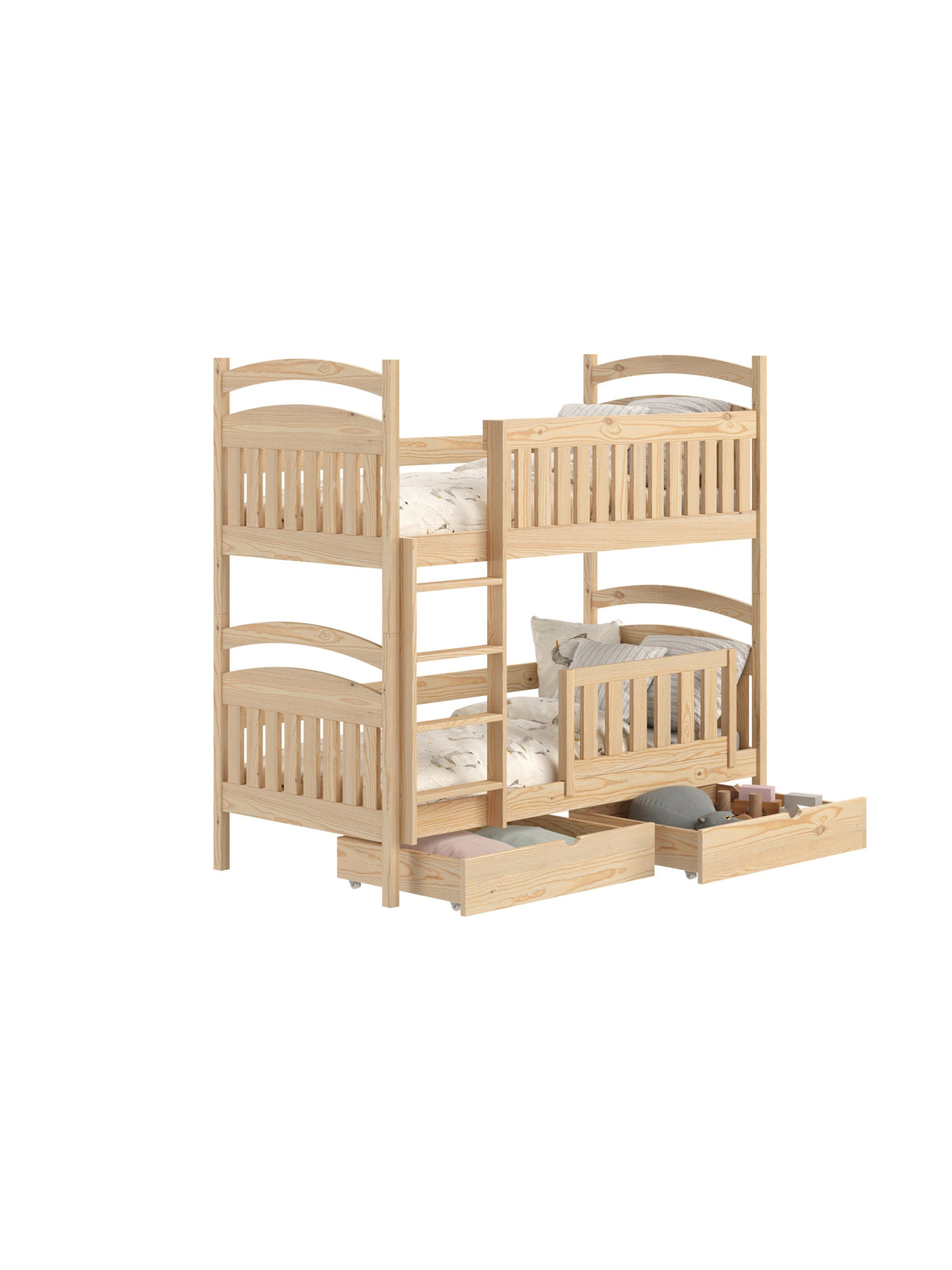 Pat dormitor copii Amely 90x180 culoare pin cu sertare jos