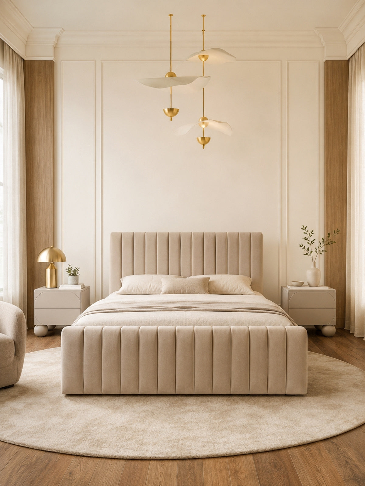Pat tapițat Livani 140x200 cu spațiu de depozitare, culoare deschisă