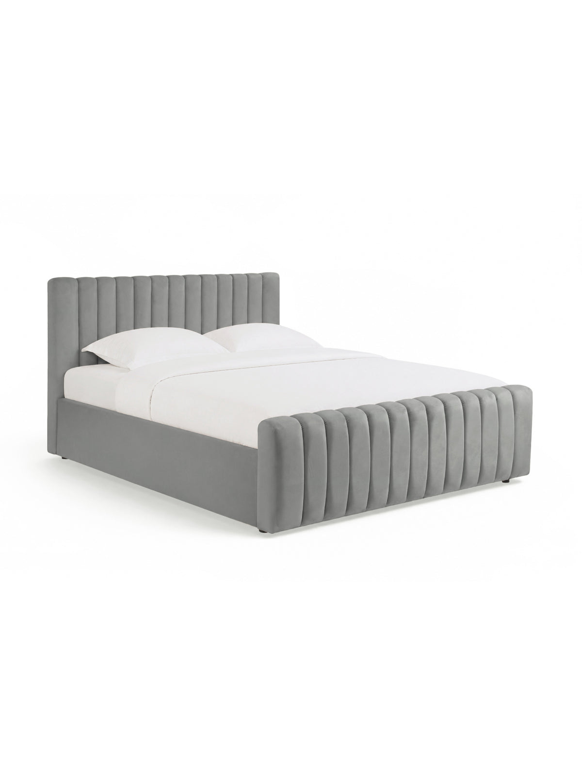 Pat tapițat gri Livani 160x200 cu spațiu depozitare, catifea Velluto 16