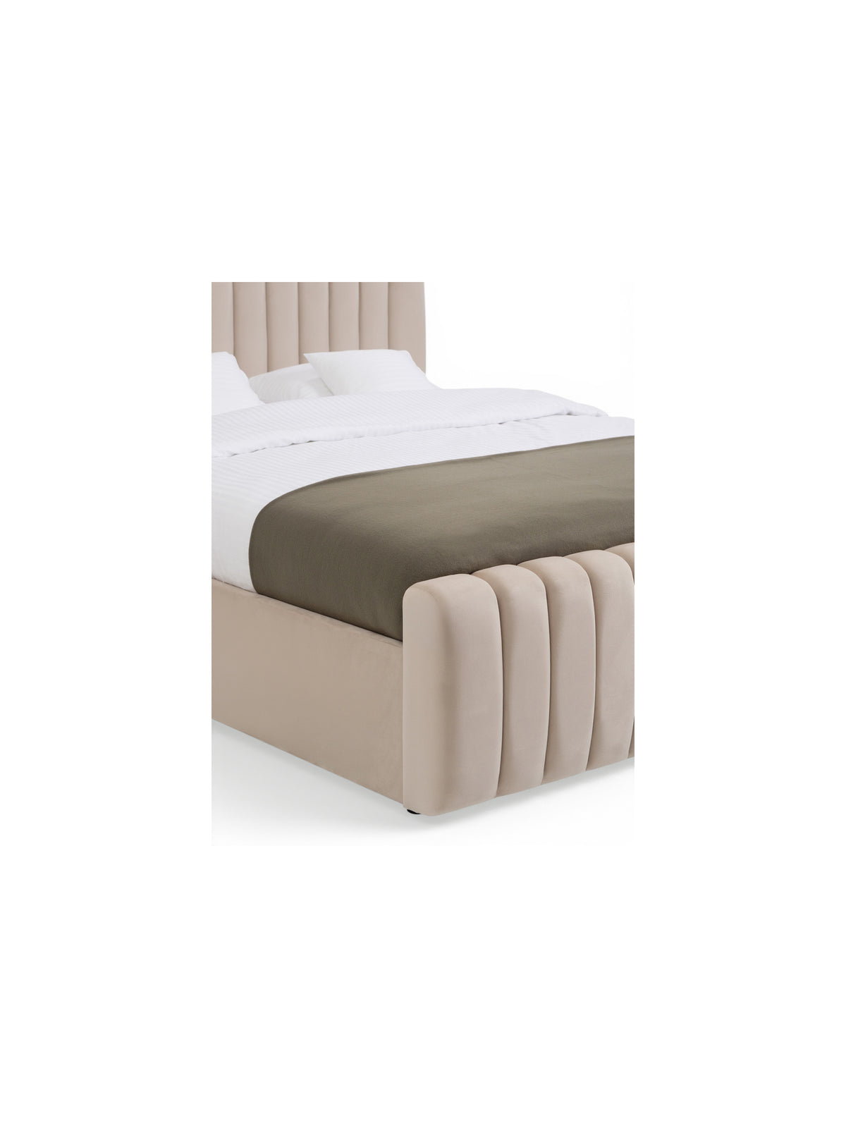 Pat tapițat Livani 180x200 cu spațiu de depozitare, tăblie capitonată deschisă la culoare