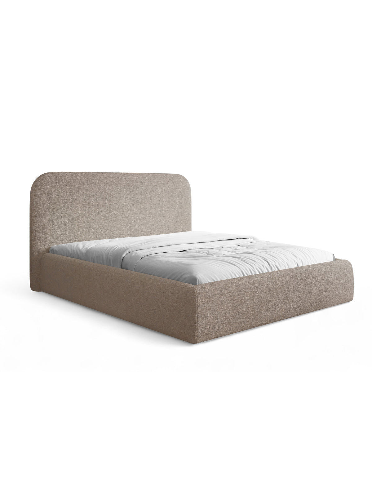 Pat tapițat Rasel 160x200 bej închis din material boucle cu tăblie