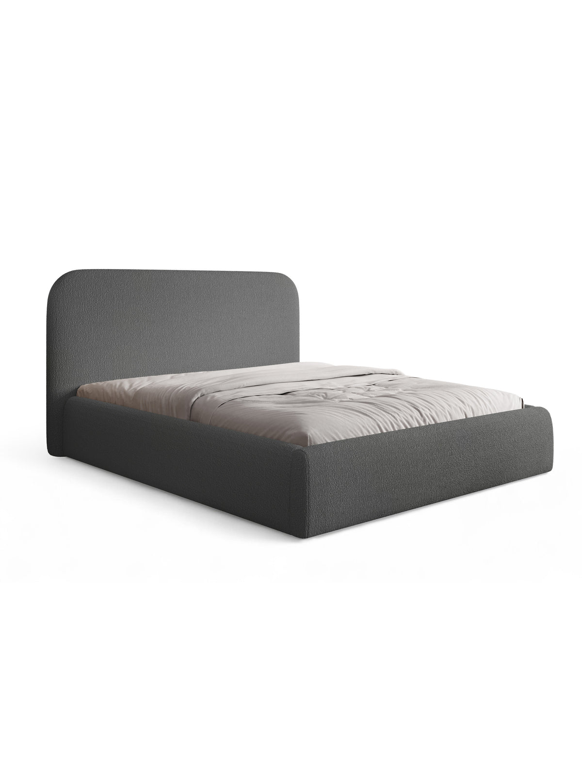 Pat tapițat Rasel 180x200 cu stofă boucle gri închis Quelle 92, vedere frontală