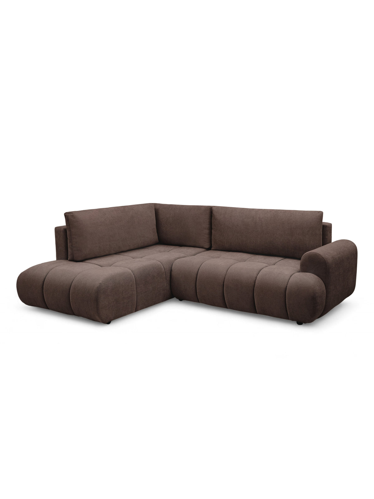 Colțar Lutario L cu funcție de dormit, stânga, tapițerie maro Vibe 26, stil modern