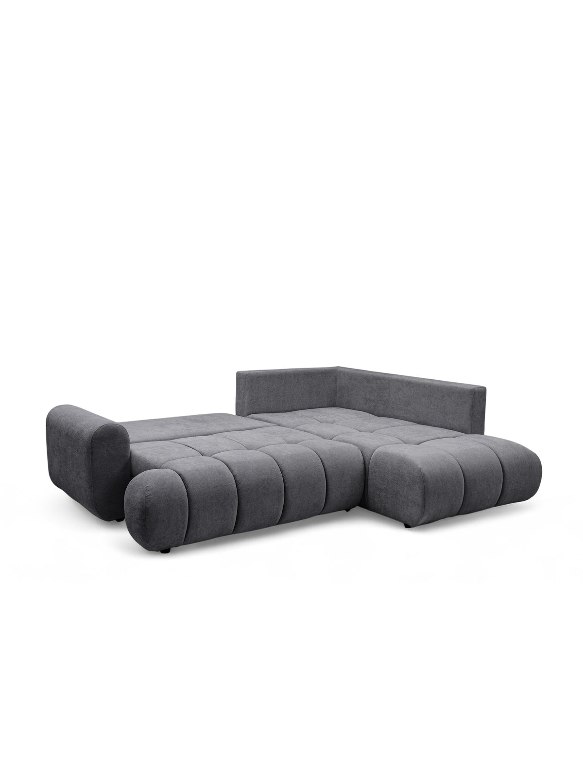Colțar Lutario L pe dreapta, material szenil Vibe 95 gri, extins pentru dormit