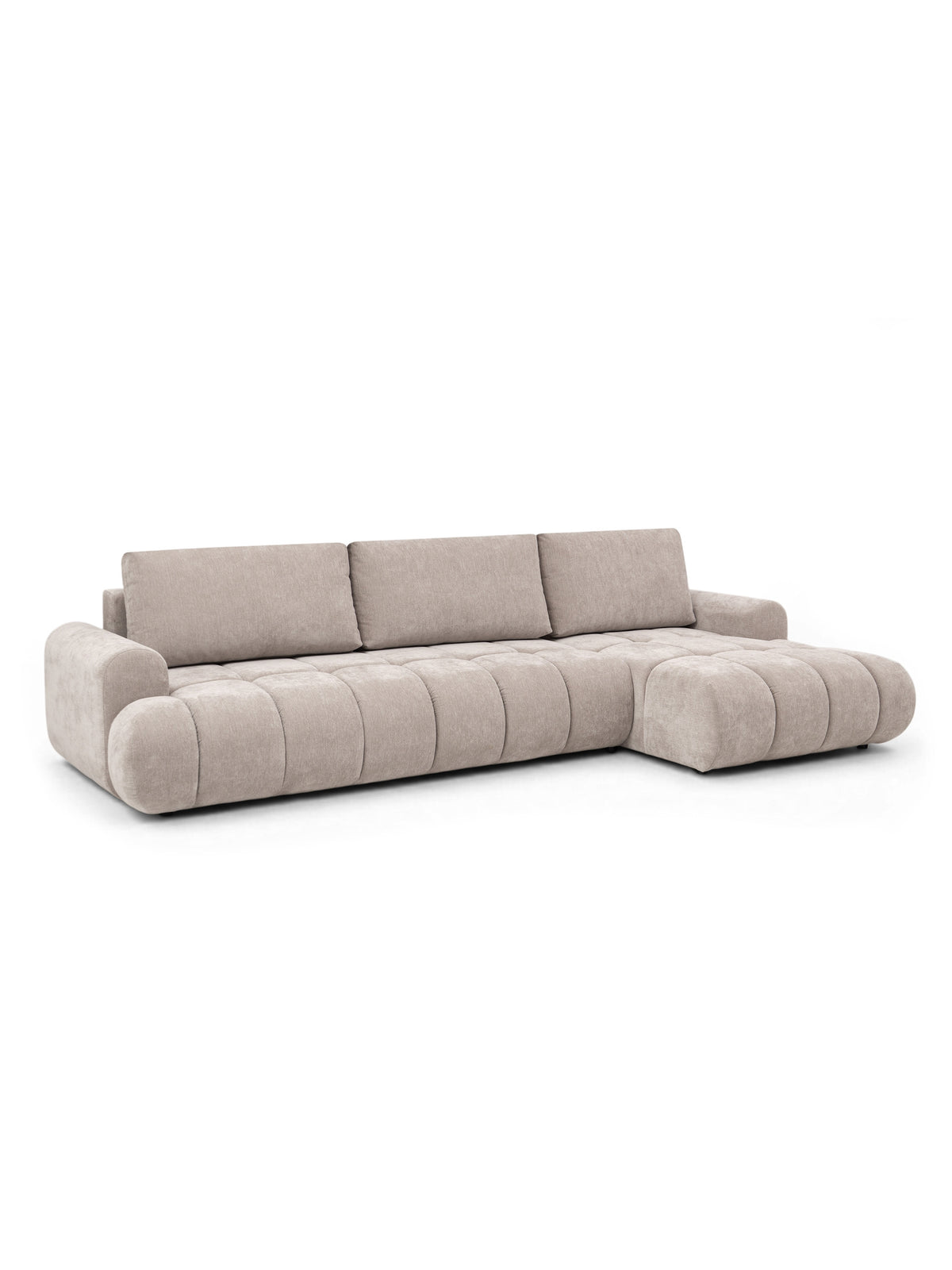 Colțar Lutario Maxi bej deschis, design modern, parte stângă cu funcție de dormit