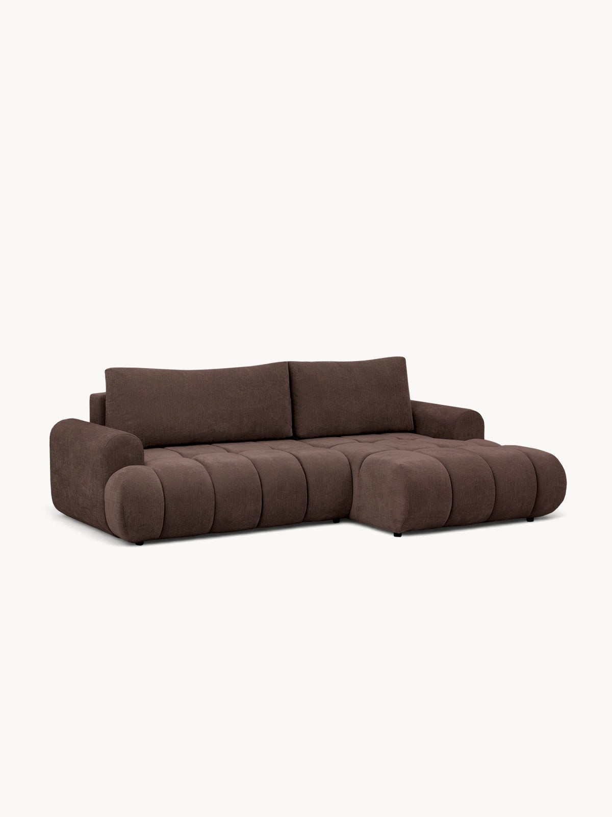 Colțar Lutario Mini cu funcție de dormit pe partea dreaptă, maro, material Vibe 26