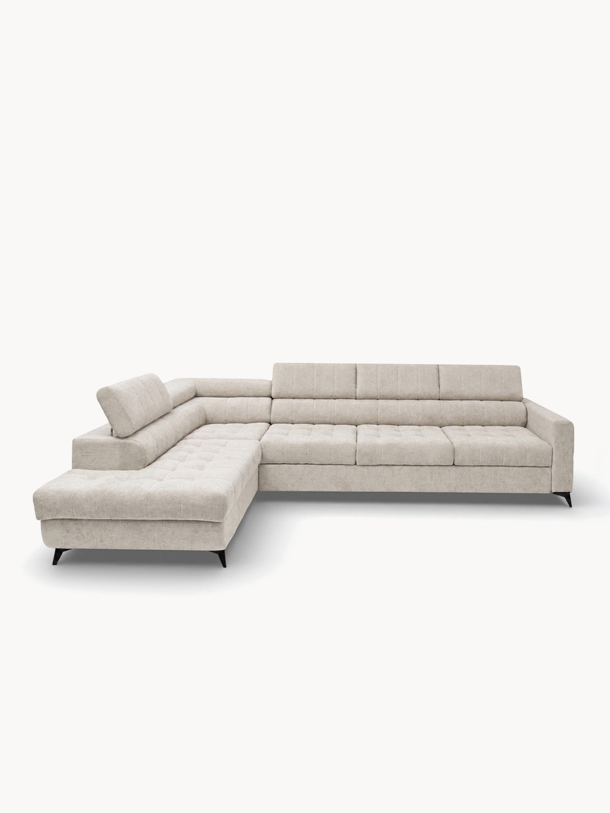 Colțar Nardo Maxi stânga, bej deschis, material Vibe 06, cu tetieră reglabilă